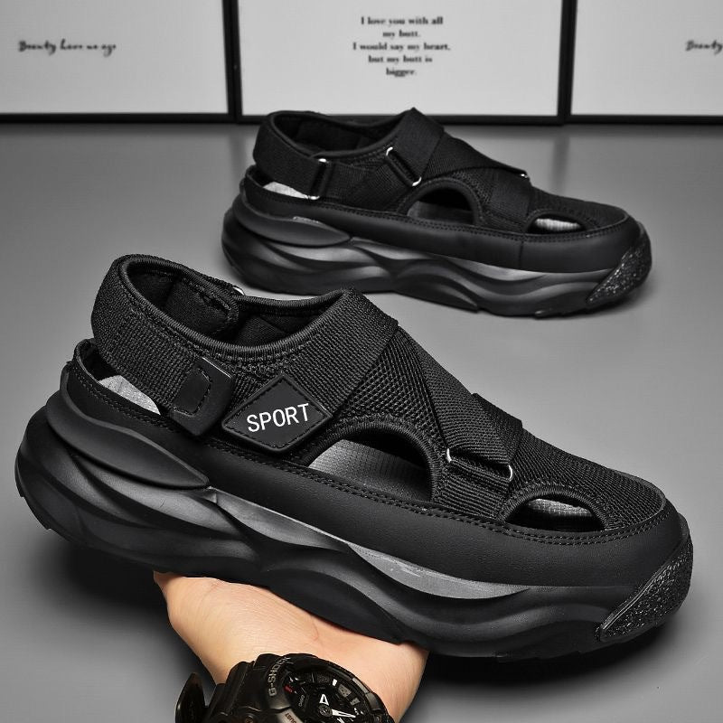 Sandalias de malla para hombre con suela alta