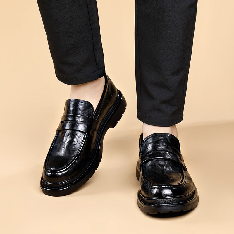 Mocasines de piel gruesa plataforma para hombre