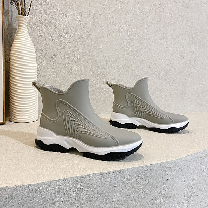 Botas de lluvia de moda para mujer, zapatos de trabajo
