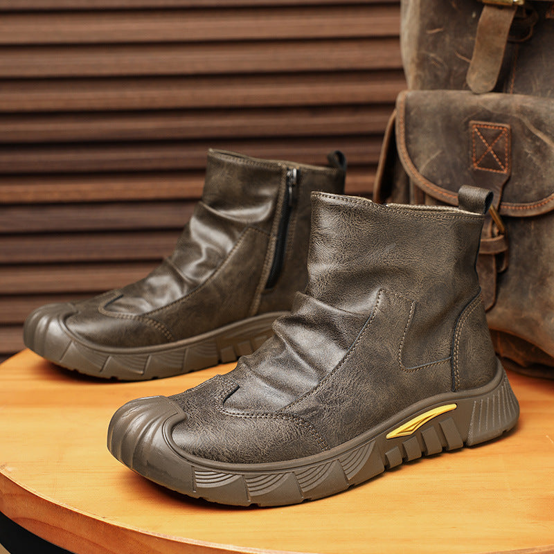 Bota Alta de Piel para Hombre, Punta Protectora, Suela Antideslizante