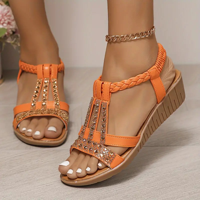 Sandalias romanas con pedrería