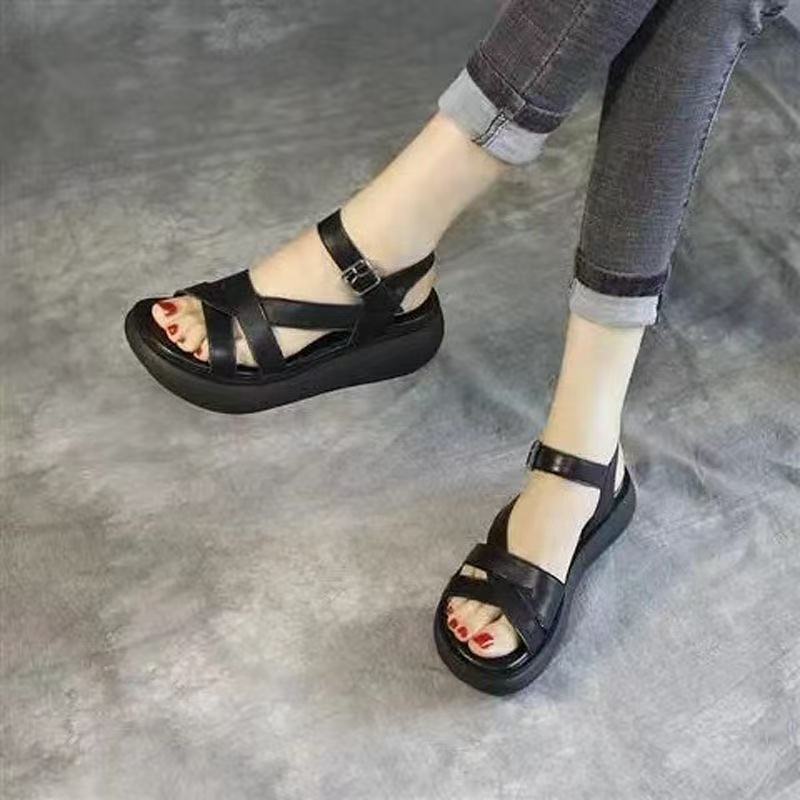 Sandalias de plataforma de cuero