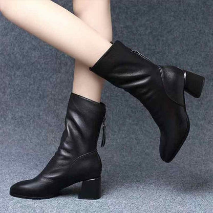 Botas media caña mujer de piel suave