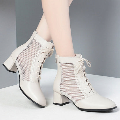 Botas Martin de piel suave y malla