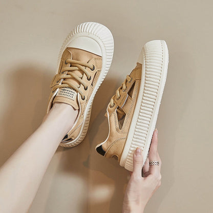 Zapatillas casuales huecas con punta redonda