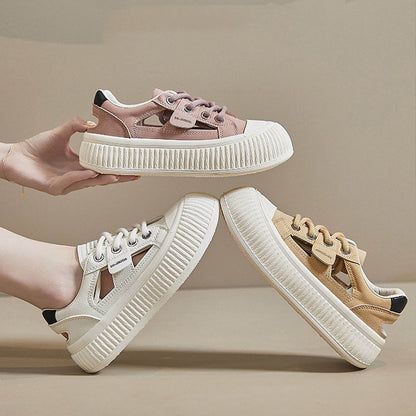 Zapatillas casuales huecas con punta redonda