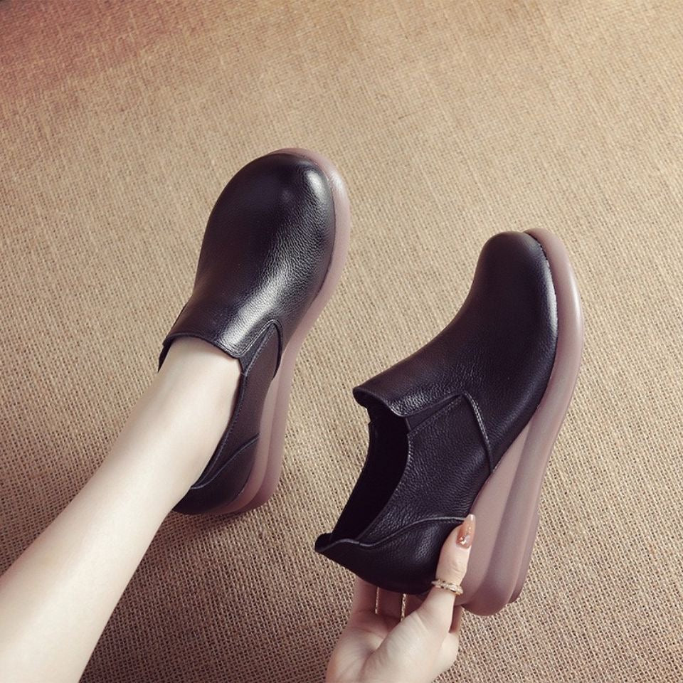 Zapatos de plataforma de piel de vacuno de grano superior