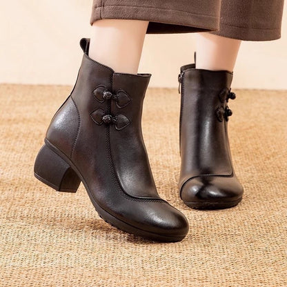 Botas de cuero con cremallera con estilo