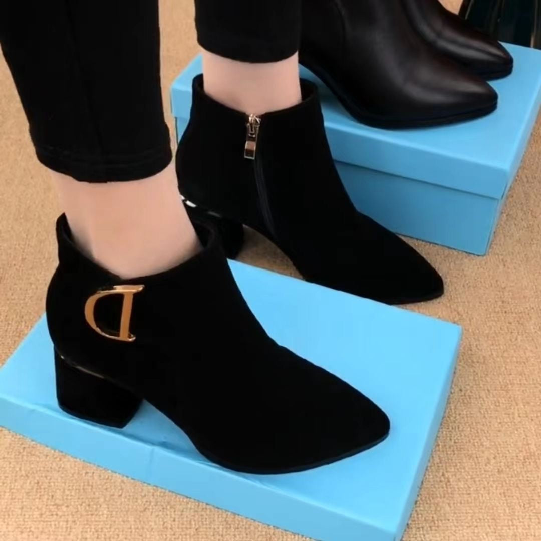 Botas de tacón grueso con cremallera lateral