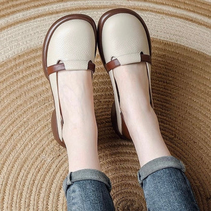 Zapatos de cuero suave con suela gruesa