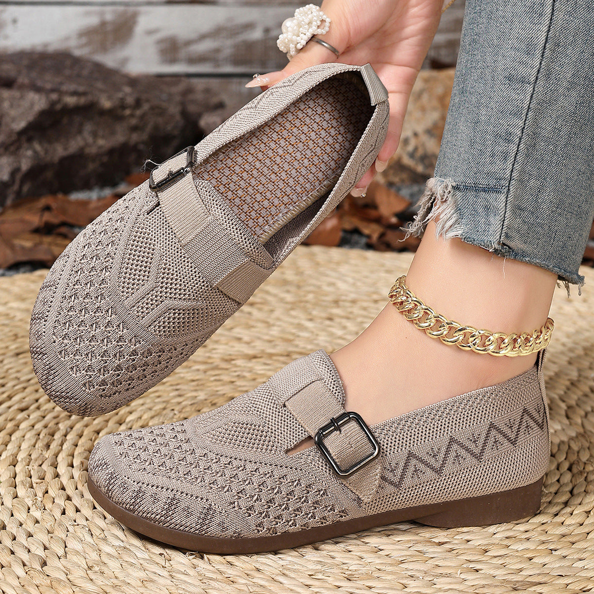 Zapatos casuales de malla sin cordones