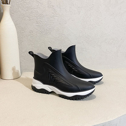 Botas de lluvia de moda para mujer, zapatos de trabajo