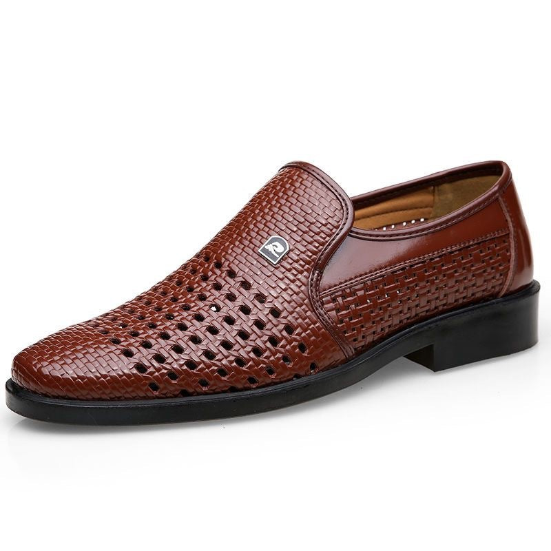 Zapatos de piel para hombre huecos y transpirables