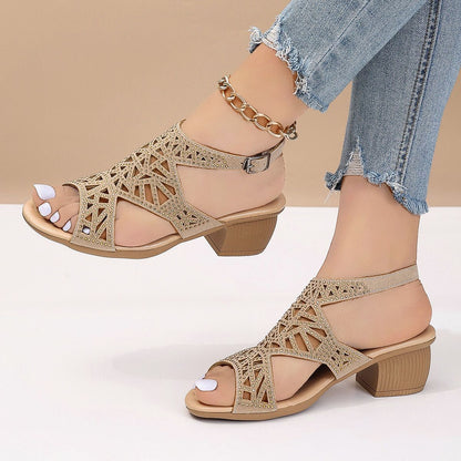 Sandalias con boca de pez hueca y diamantes de imitación