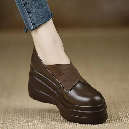 Zapatos de plataforma retro de piel suave