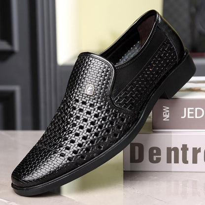 Zapatos de piel para hombre huecos y transpirables
