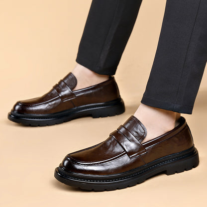 Mocasines de piel gruesa plataforma para hombre