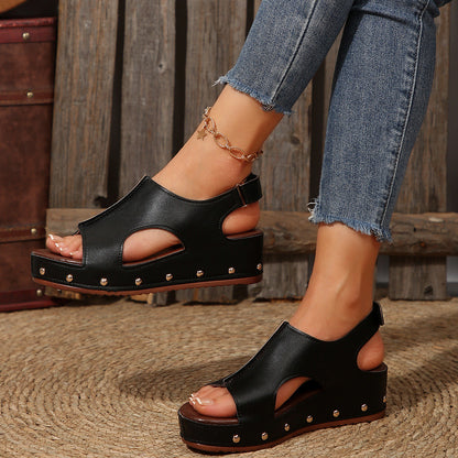 Sandalias de plataforma con boca de pez