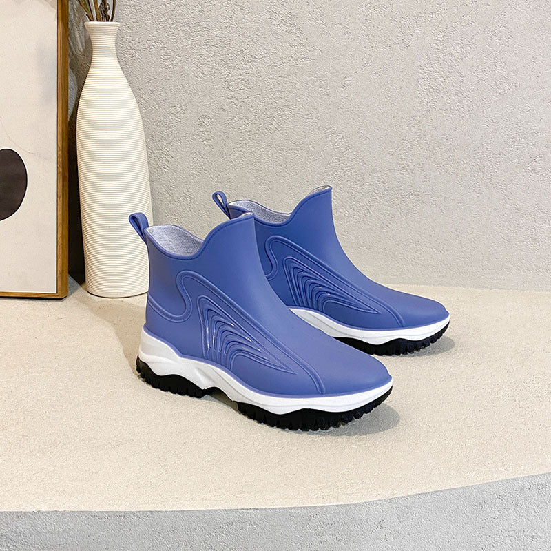 Botas de lluvia de moda para mujer, zapatos de trabajo