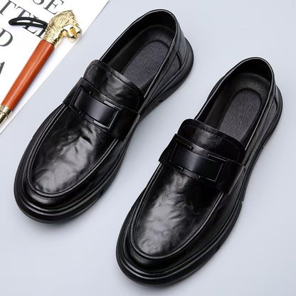 Mocasines de piel con hebilla cuadrada plataforma para hombre