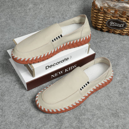 Mocasines de piel con costura artesanal perimetral para hombre