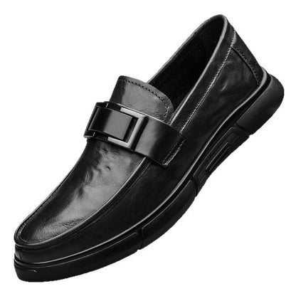 Mocasines de piel con hebilla cuadrada plataforma para hombre