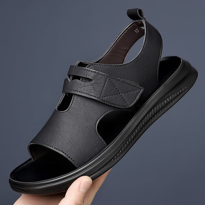 Sandalias de piel con correa de velcro para hombre