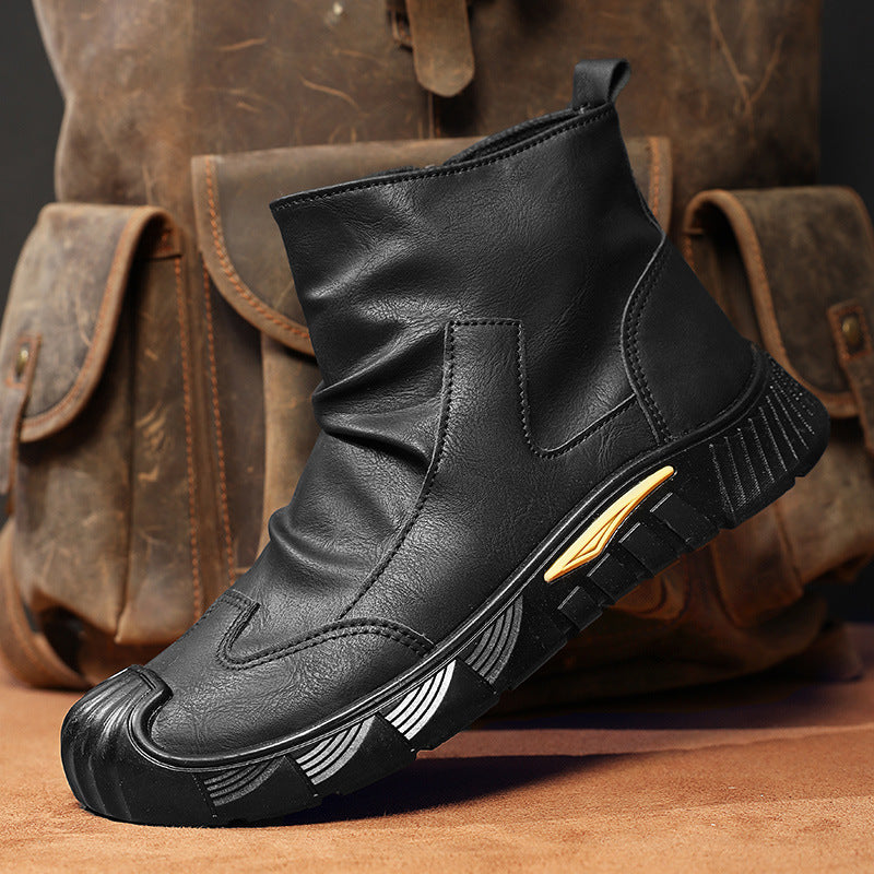 Bota Alta de Piel para Hombre, Punta Protectora, Suela Antideslizante