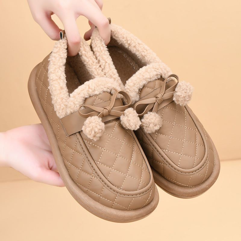 Zapatos de algodón cálidos antideslizantes de vellón grueso