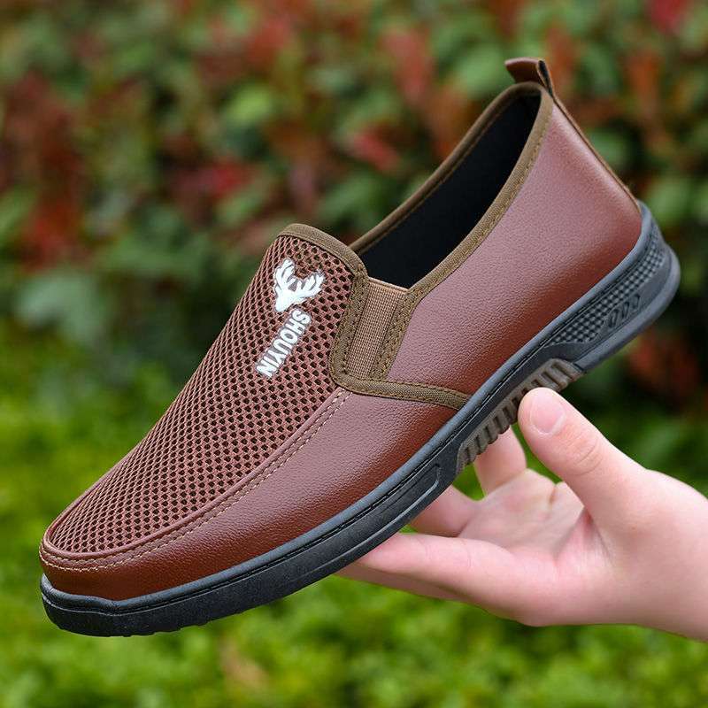 Zapatos de piel huecos y transpirables