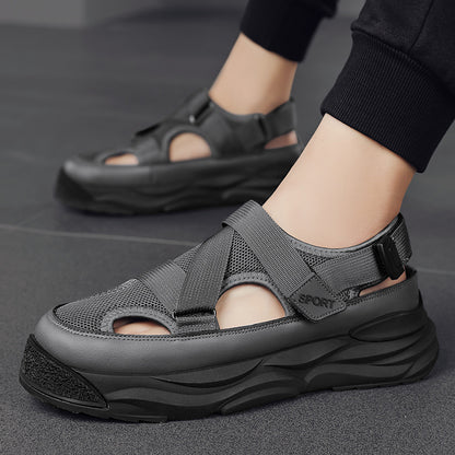 Sandalias de malla para hombre con suela alta