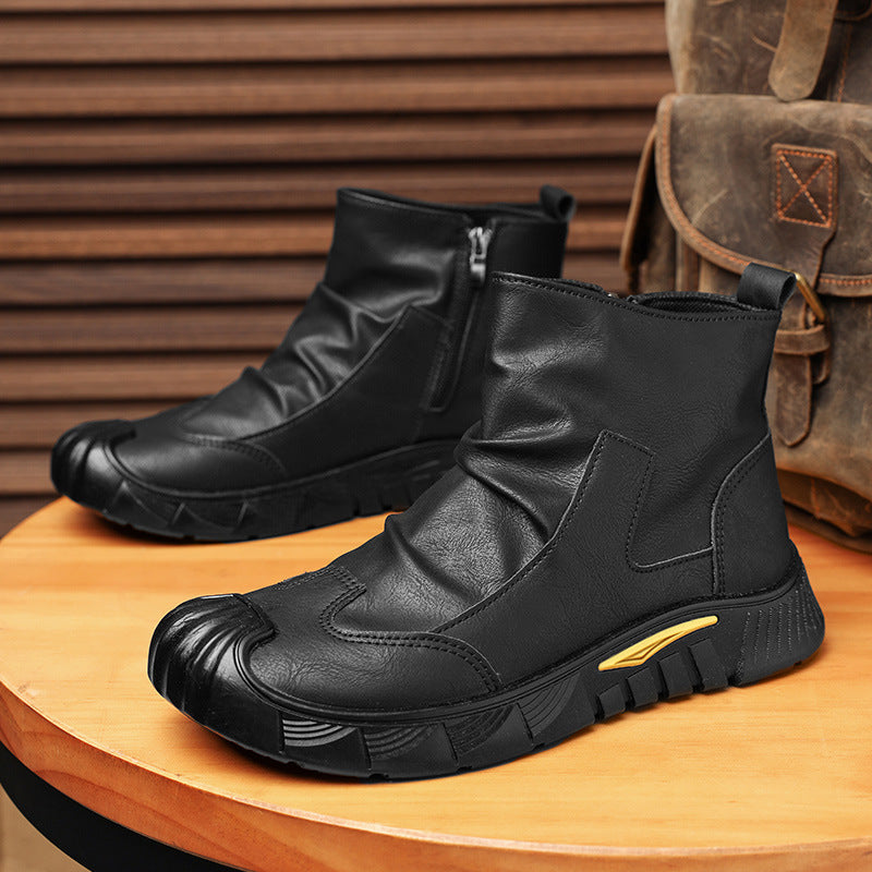 Bota Alta de Piel para Hombre, Punta Protectora, Suela Antideslizante
