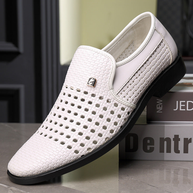 Zapatos de piel para hombre huecos y transpirables