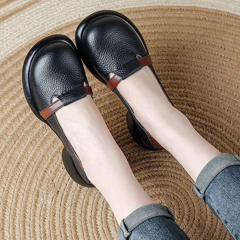 Zapatos de cuero suave con suela gruesa