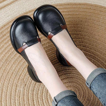 Zapatos de cuero suave con suela gruesa