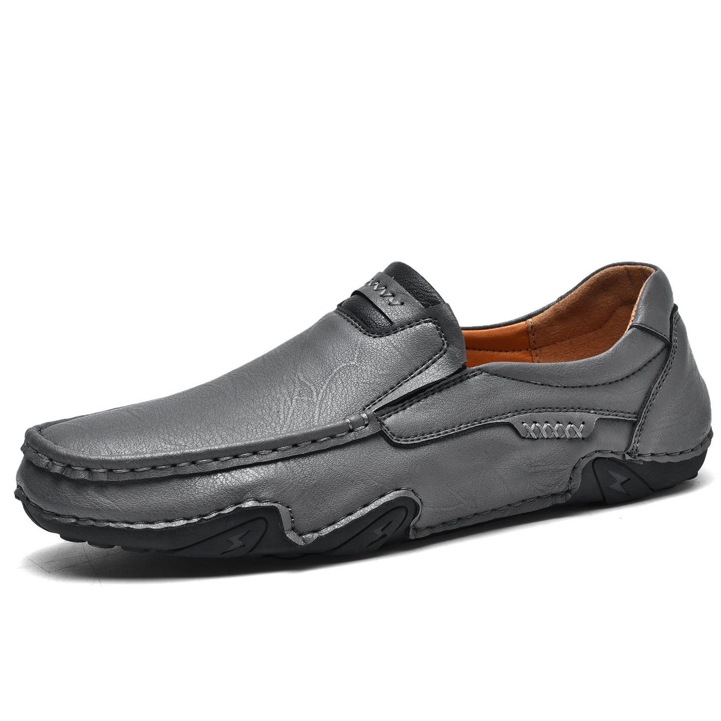 Mocasines de piel auténtica con costura artesanal para hombre