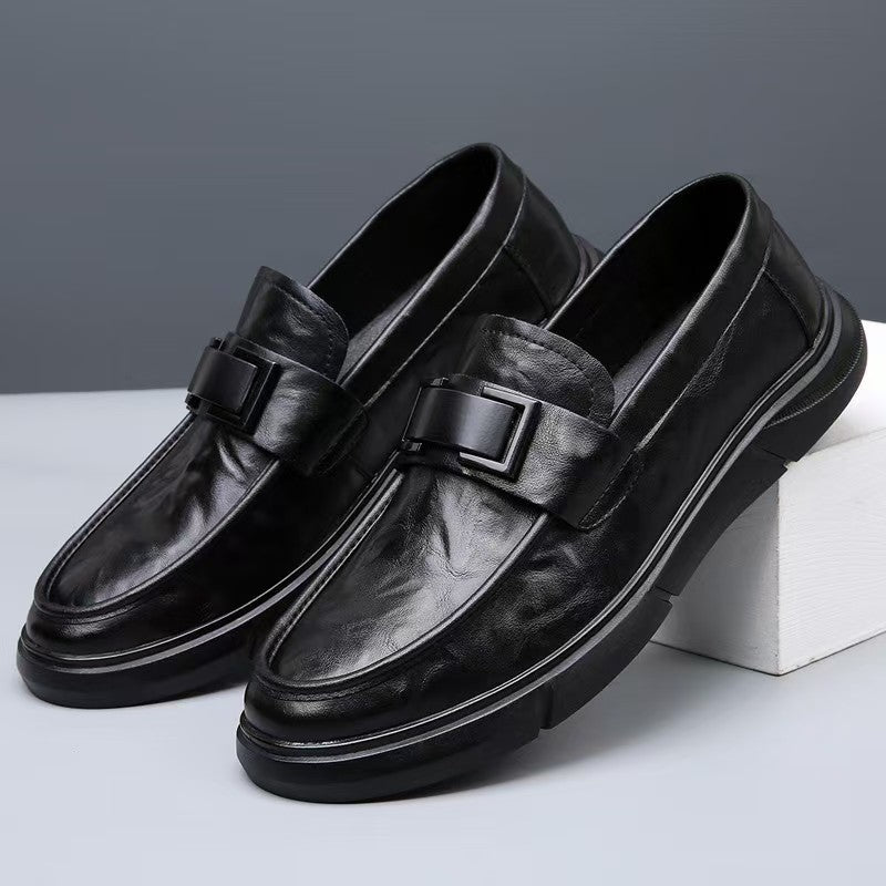 Mocasines de piel con hebilla cuadrada plataforma para hombre