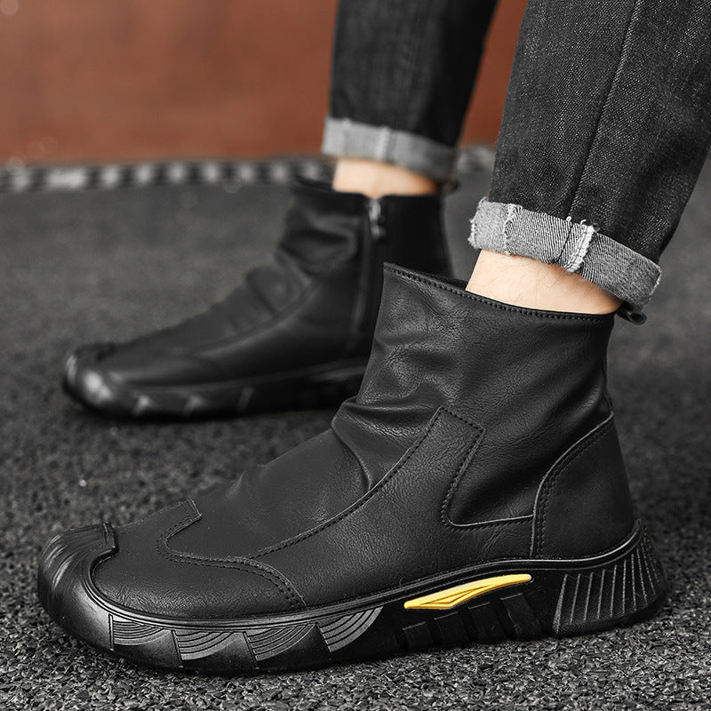 Bota Alta de Piel para Hombre, Punta Protectora, Suela Antideslizante