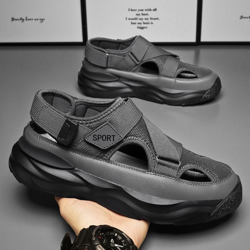 Sandalias de malla para hombre con suela alta