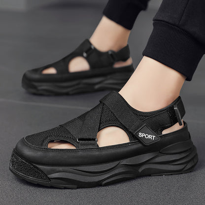 Sandalias de malla para hombre con suela alta