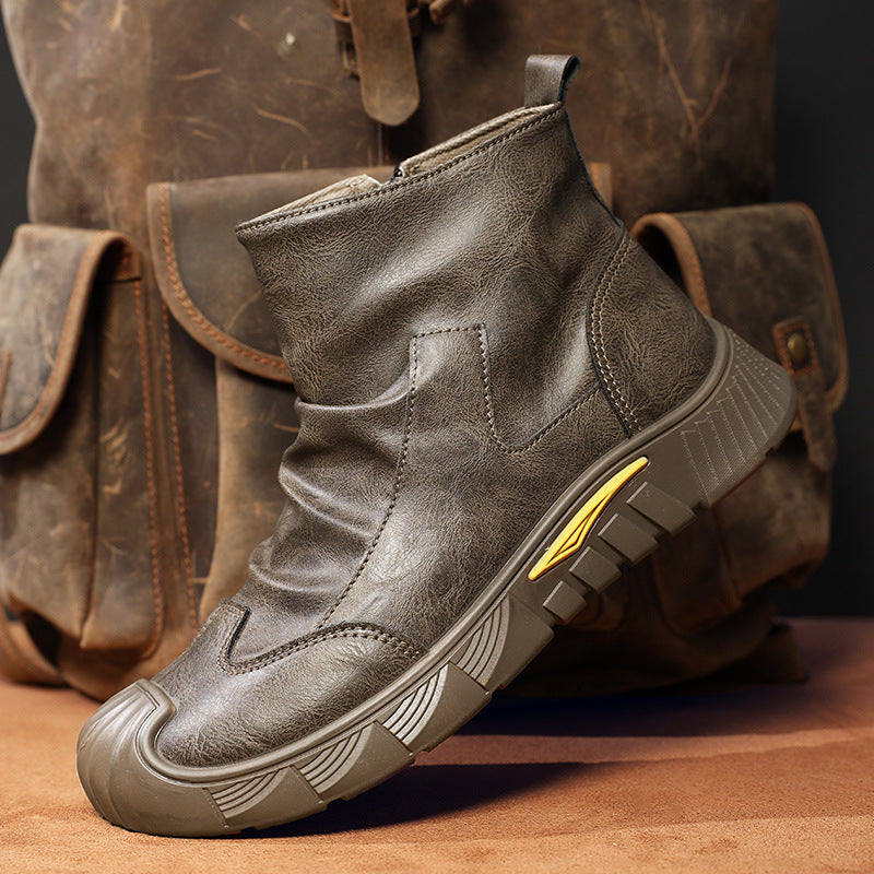 Bota Alta de Piel para Hombre, Punta Protectora, Suela Antideslizante