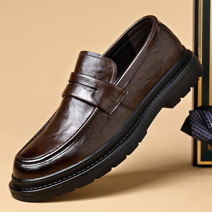 Mocasines de piel gruesa plataforma para hombre