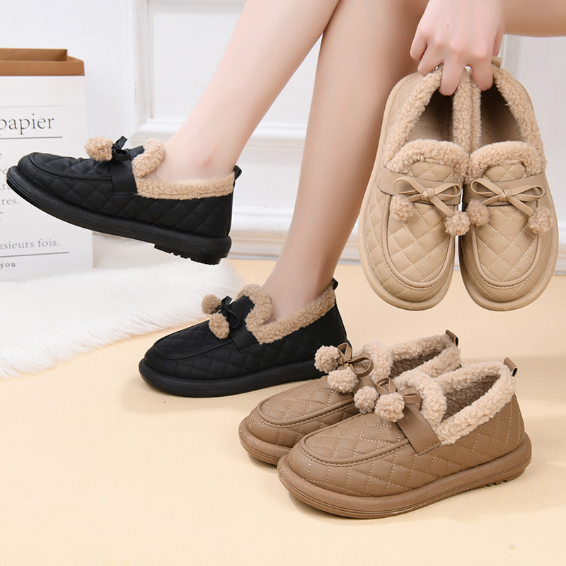 Zapatos de algodón cálidos antideslizantes de vellón grueso