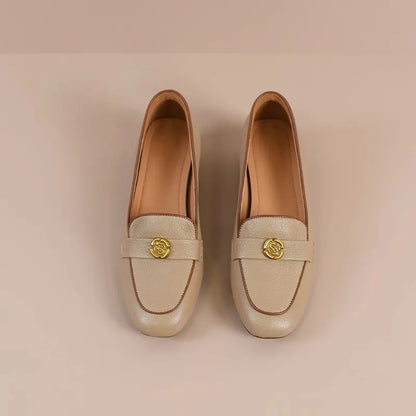 Zapatos vintage de tacón grueso de piel de oveja suave